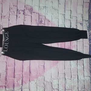LOUNGE BRANDED WAIST AND ANKLE THICK KNIT BLACK JOGGER SWEATPANTS SMALL